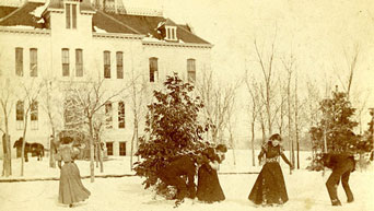 Winter scene outside Anderson Hall