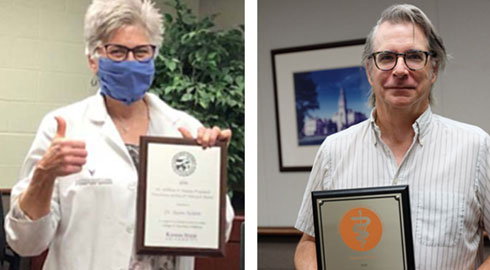 Drs. Susan Nelson and Tom Schermerhorrn receive faculty recognition in the College of Veterinary Medicine.