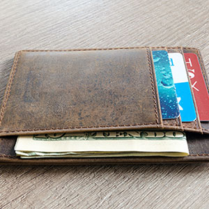 Wallet with money and credit cards