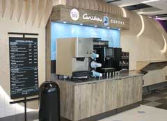 Caribou Coffee's Bou on the Go self-service kiosk in the Technology Center 