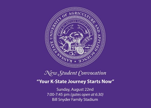 Convocation invitation - purple background, KSU image, and event details