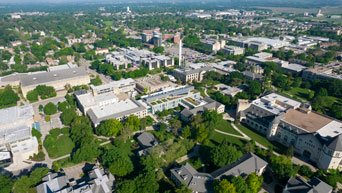 Aerial image of K-State's Manhattan campus
