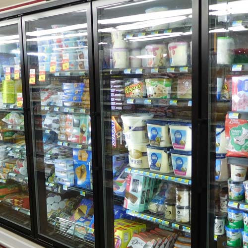 Closed door coolers are a common energy efficiency project for grocery stores