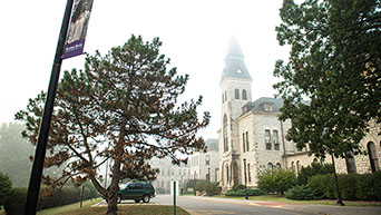 Anderson Hall in fog