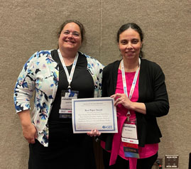 Diane Peters (left), ASEE graduate division program chair, with Mirit Shamir, program director for R3NRT