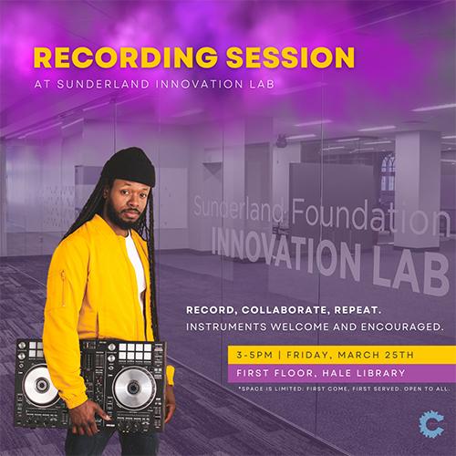 Sound Circle Music Collective will host a recording session at the Sunderland Innovation Lab on Friday, March 25th.