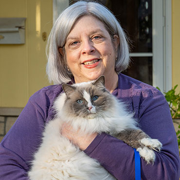 Gail Eyestone with her cat, Andy
