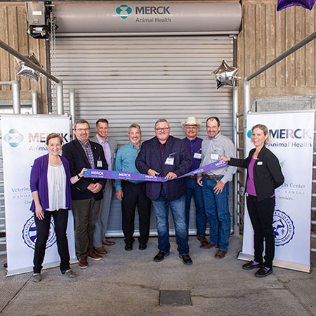 VHC holds ribbon-cutting for livestock services area with guests from Merck Animal Health.