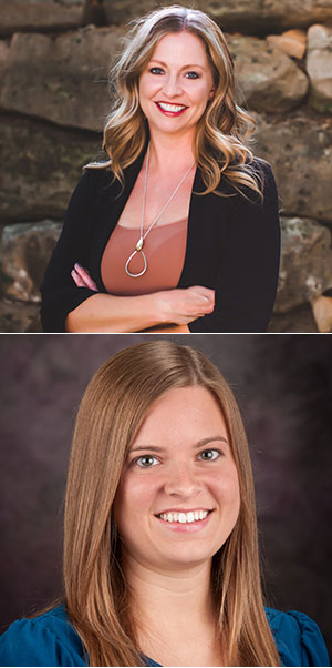 Jessica Gnad, top, will serve as K-State 105 director and Jennifer Tidball will serve as K-State 105 communications director.