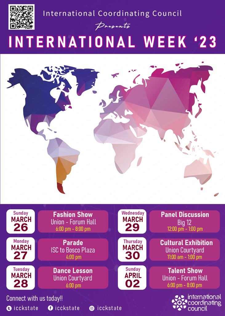 International Week Flier with list of events and dates