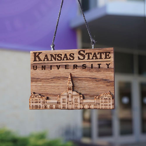 Pictured is the Kansas State University Ornament available for purchase.