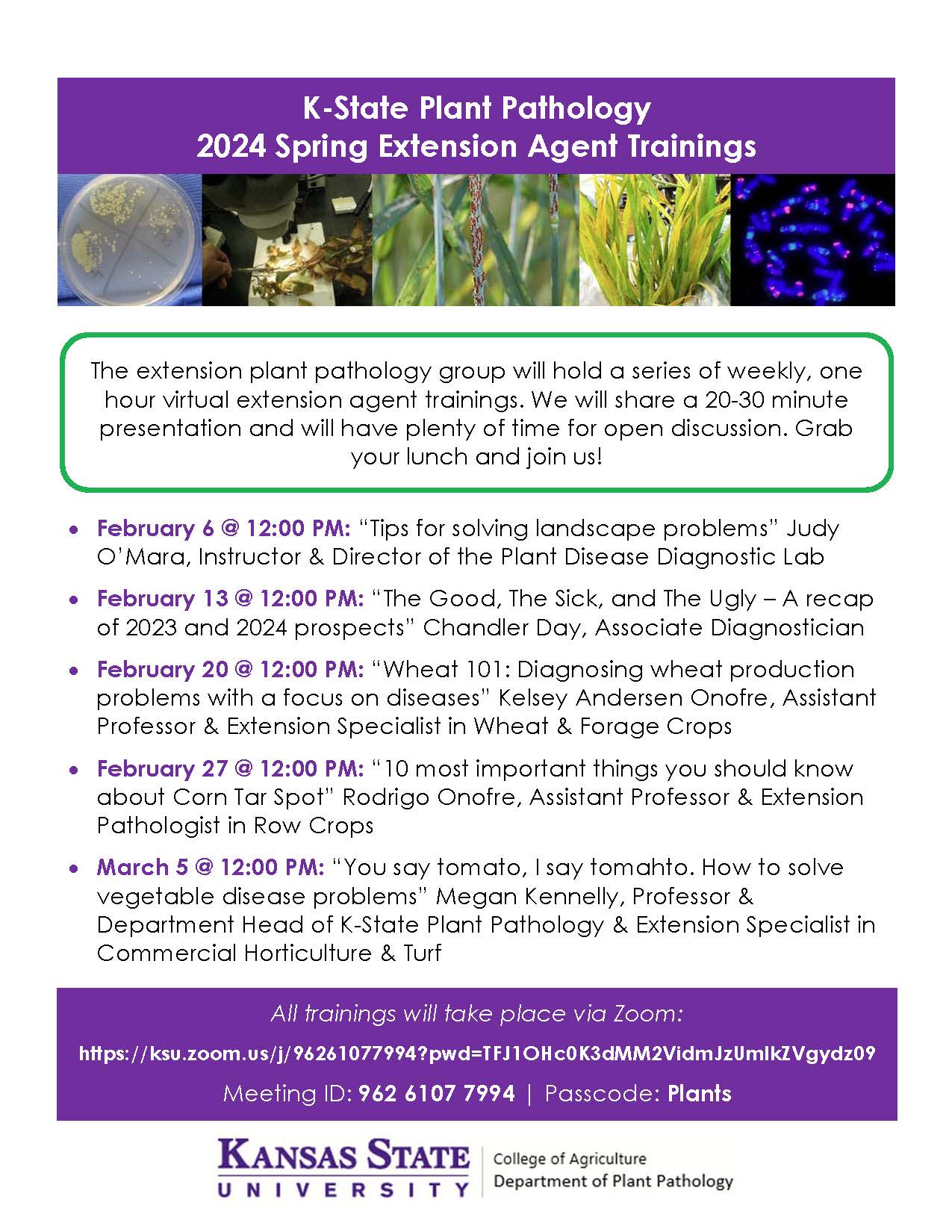 2024 Spring Extension Agent Trainings Flyer