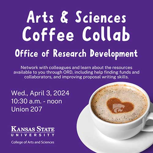 Graphic with info about event and image of cup of coffee