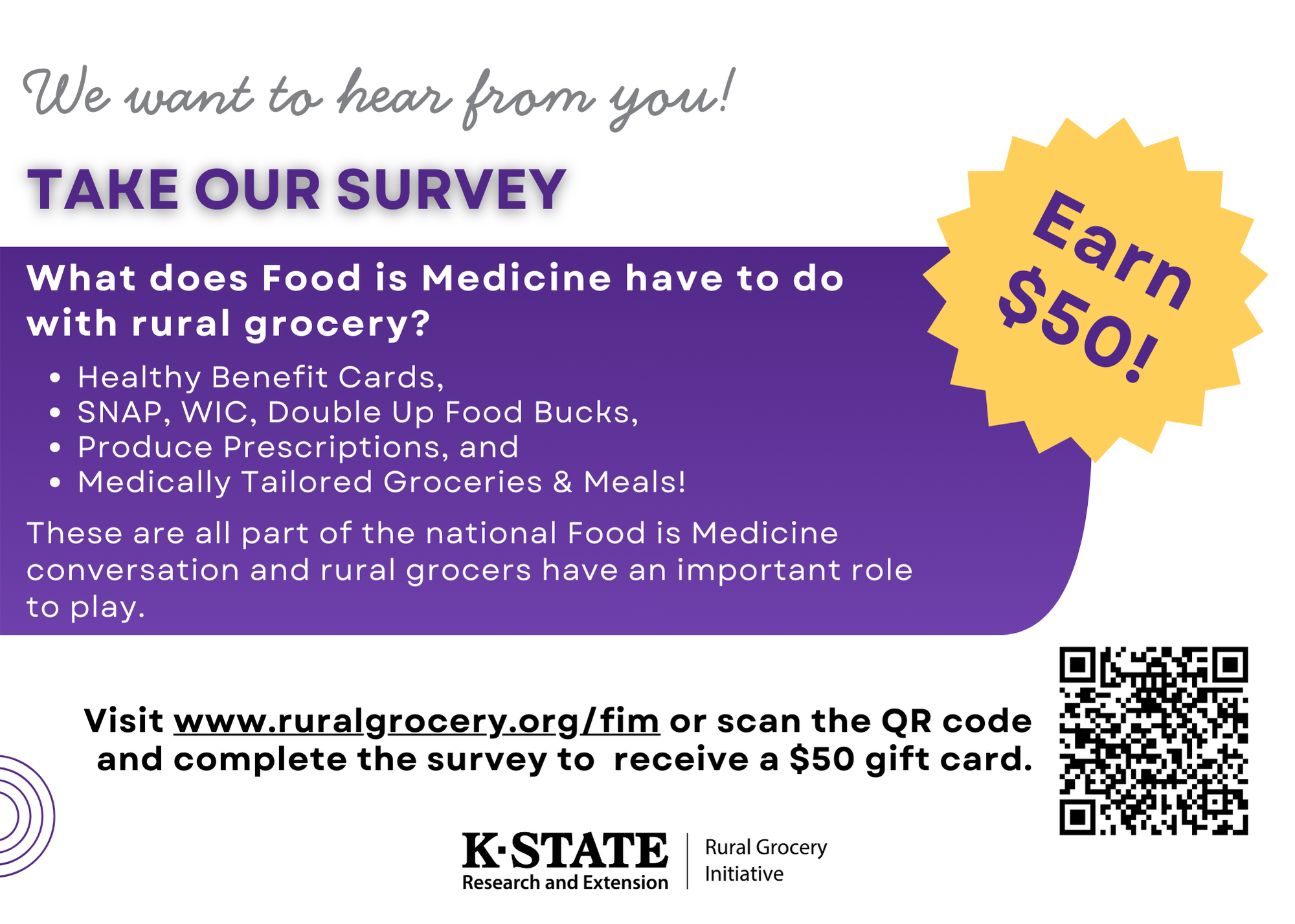 Rural Grocery and Food is Medicine Postcard