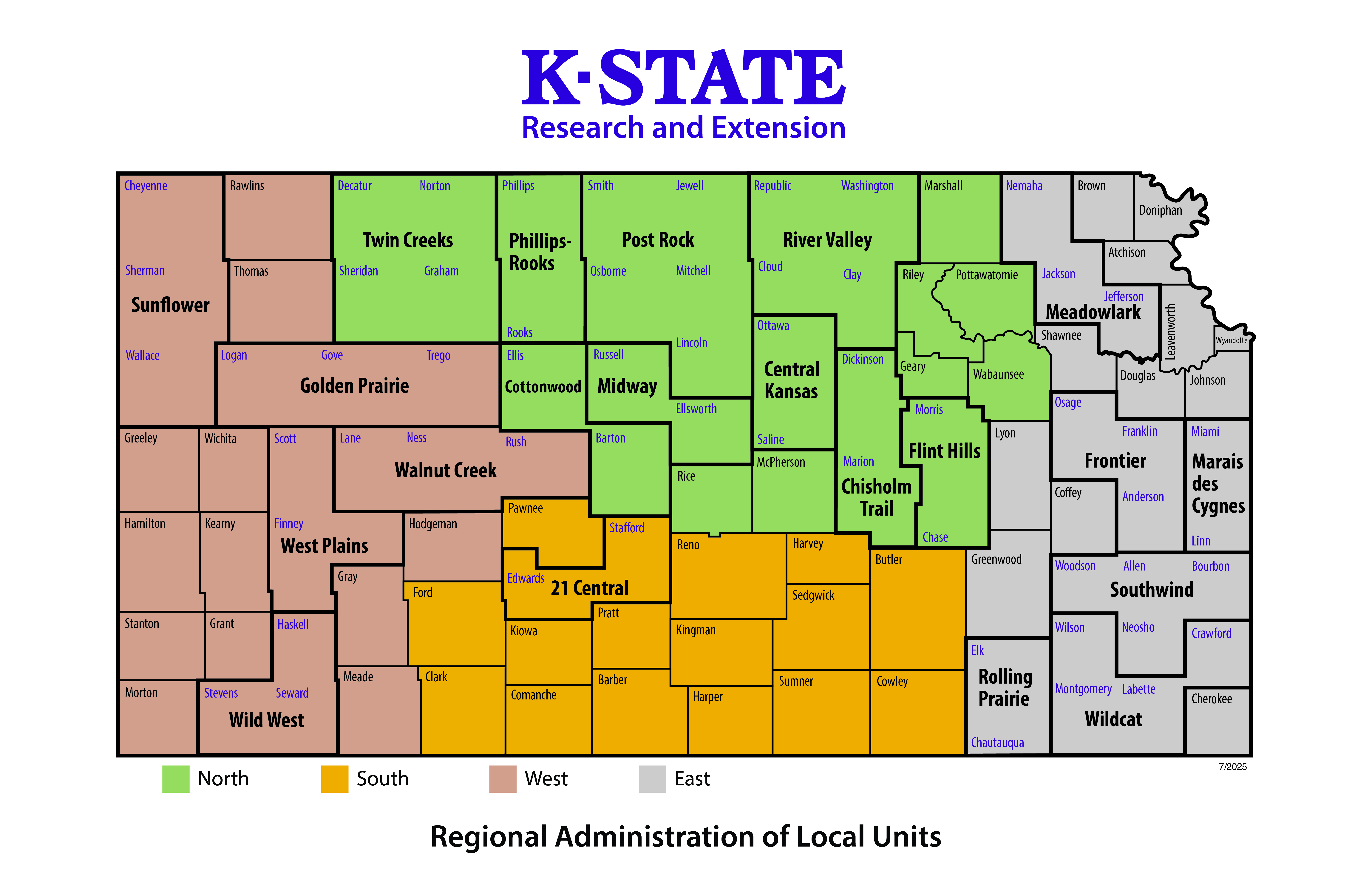 Map of KSRE Administrative Regions