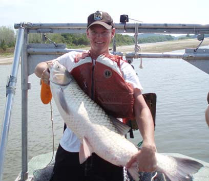 Josh holding carp in Missouri