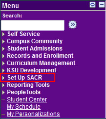 Set Up SACR menu option