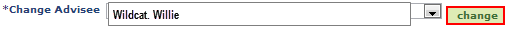 Change Advisee dropdown with Change button highlighted