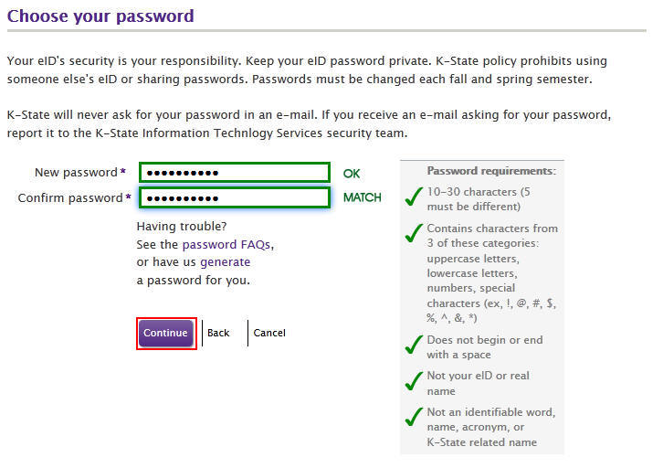 Choose your password