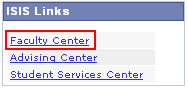 Picture of the KSIS Links box, the Faculty Center link is highlighted.