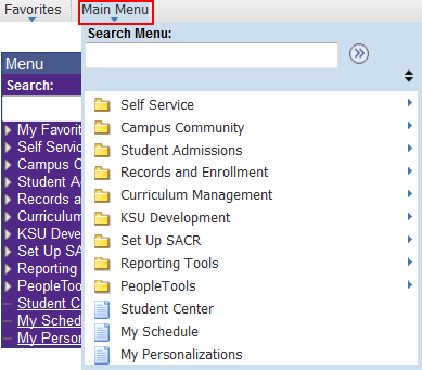 Click Main Menu on the grey bar on the KSIS Home page
