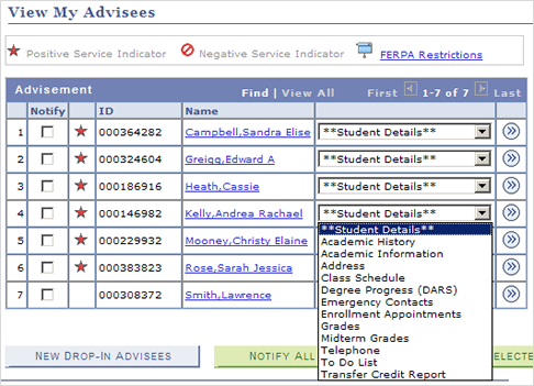 Student Services Center - Test Scores Tab