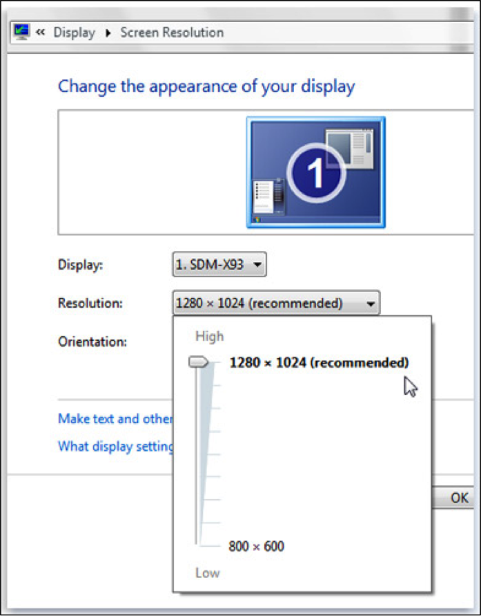 Windows 7 screen resolution settings
