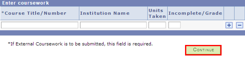 Enter Coursework and click Continue