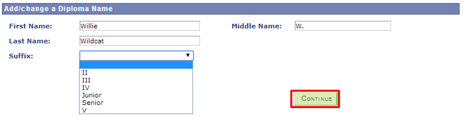Enter your name suffice and click continue