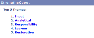 StrengthsQuest with Theme Links on Personal Tab