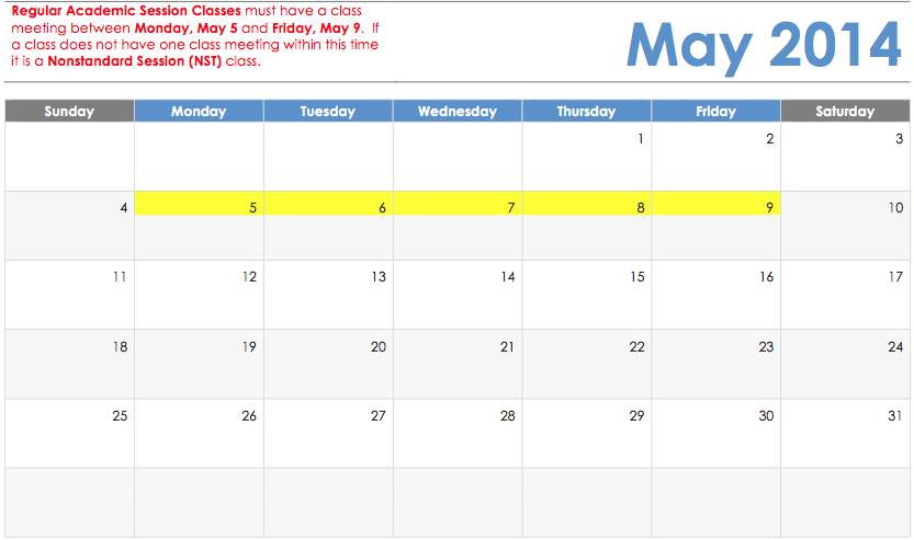 Fall 20113 Regular cs. NonStandard Definitions - Calendar