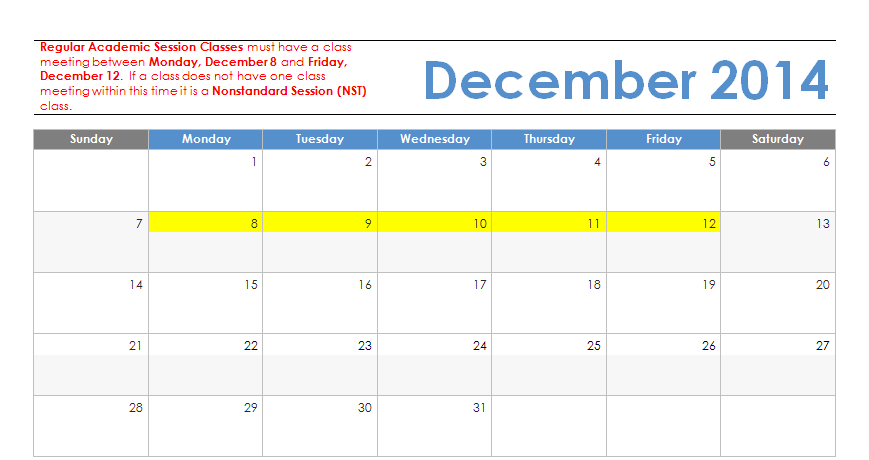 December 2014 Regular VS NonStandard Definition