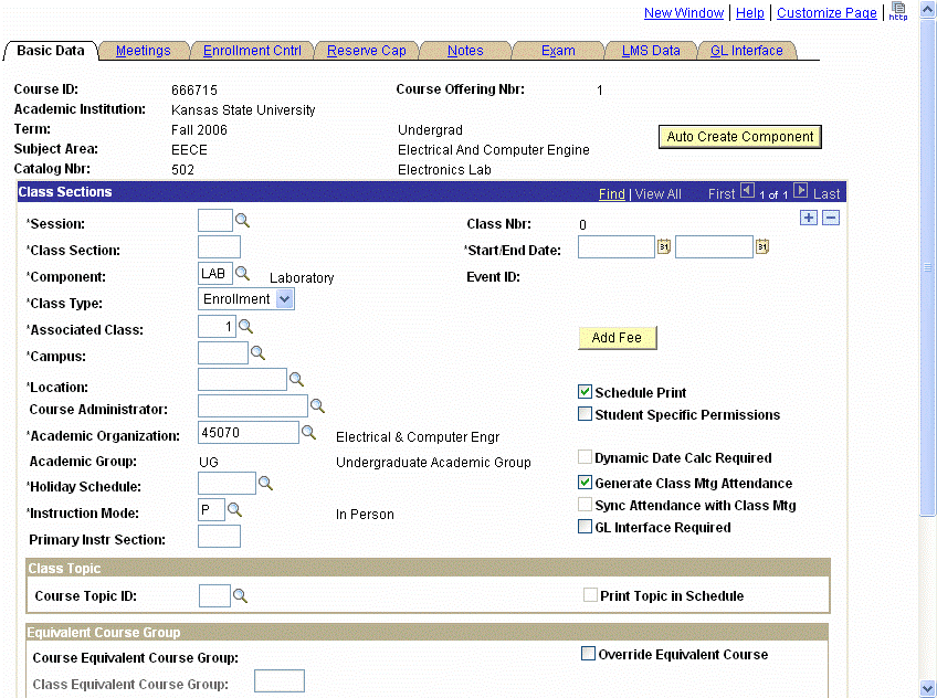 Maintain Schedule of Classes - Basic Data