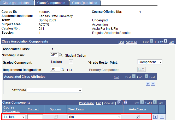 Single Component Class Components page