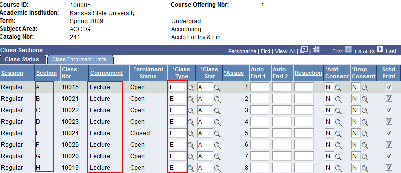 Pic of Single Component Class sections in KSIS