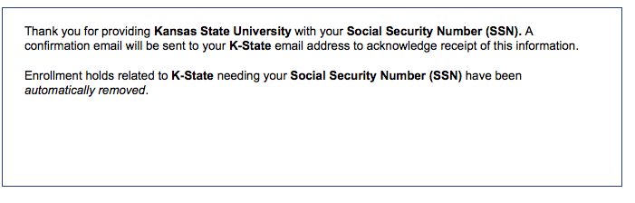 Thank you for providing your SSN