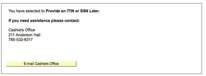 Provide ITIN or SSN number later