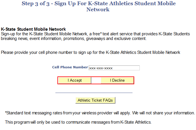 Picture of step 3 for ticket purchases - Accept or Decline Text Messages