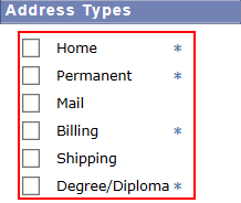 Picture of the address types for students