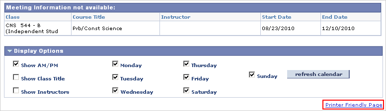 Image of Weekly Calendar View Display Options