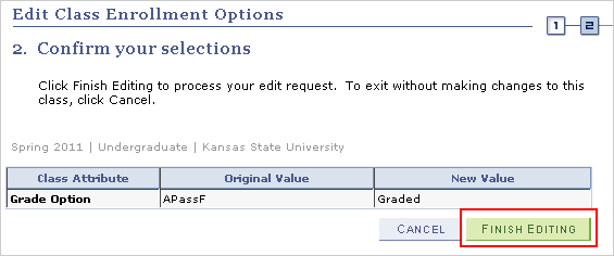 Image of the Edit Class Enrollment Options