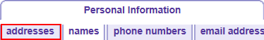 Picture of the Personal Information tab of a student with addresses highlighted