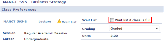 Check the Wait List if the class is full