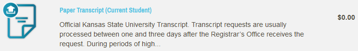 Select the option for Paper Transcript Current Student