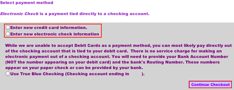 Select Method of Payment