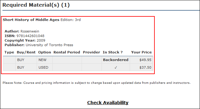 View Textbook Information