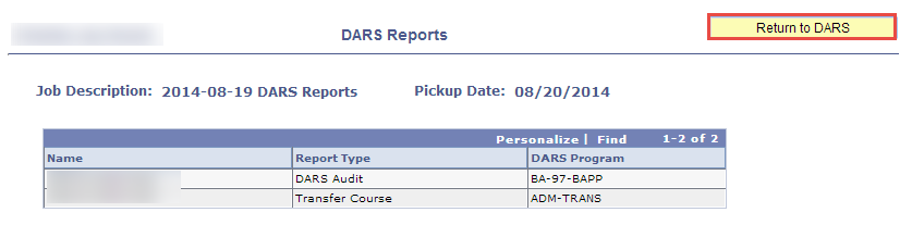 DARS View Queued Reports