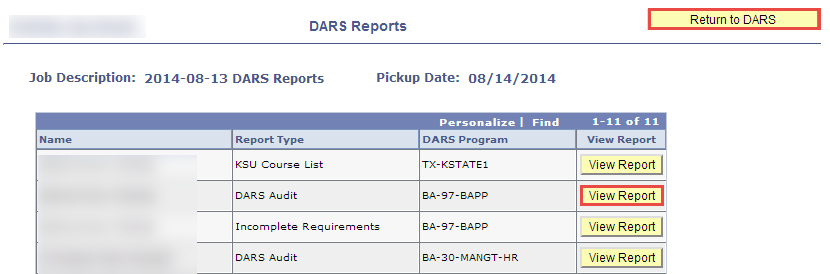 DARS View Reports