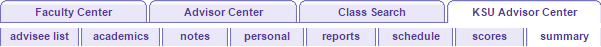 KSU Advisor Center Navigation Bar