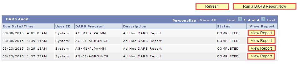 DARS Audit Report Grid